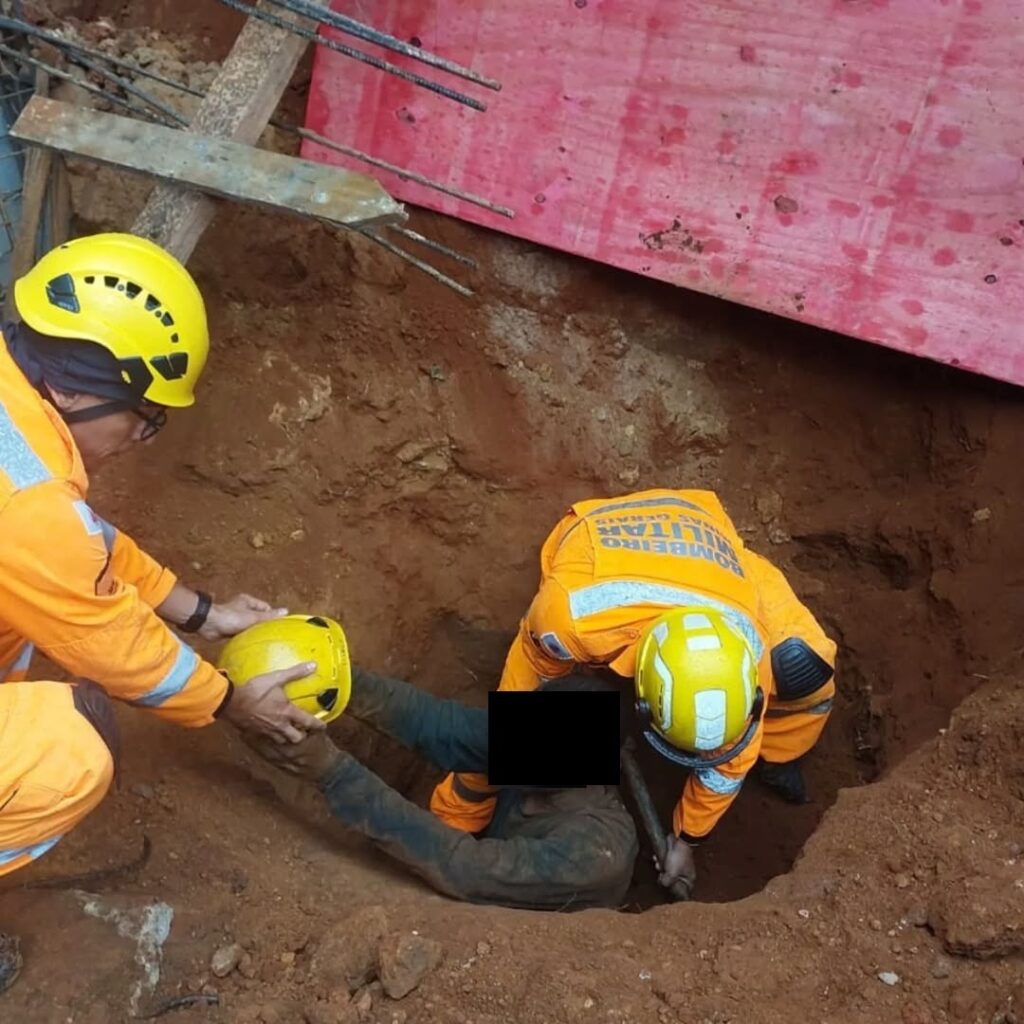 Bombeiros resgatam trabalhador